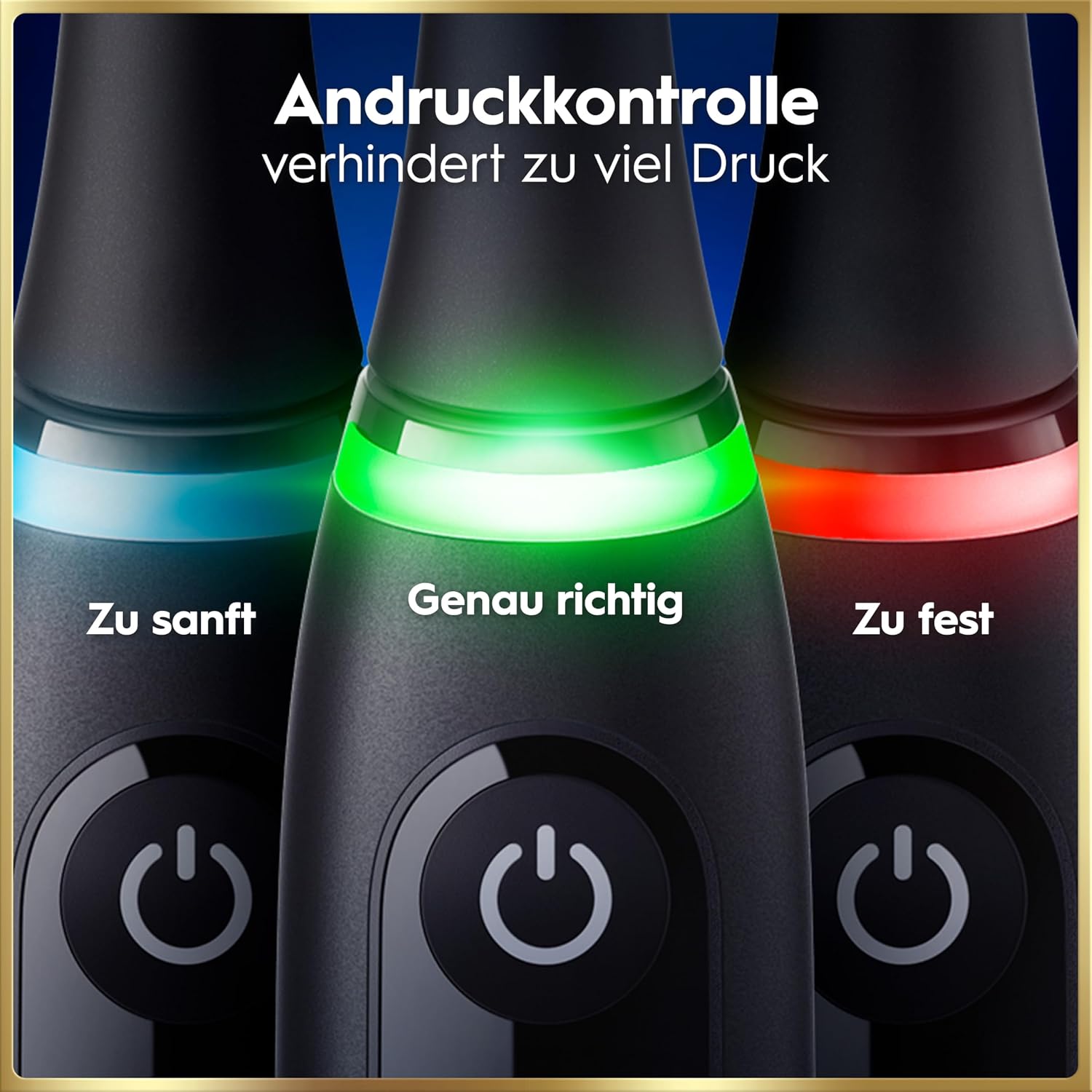 Elektrische Zahnbürste mit Aufsteckbürsten iO Series 9 wiederaufladbar 7 Reinigungsmodi Smart Druckkontrolle Rundbürstenkopf Schwarz