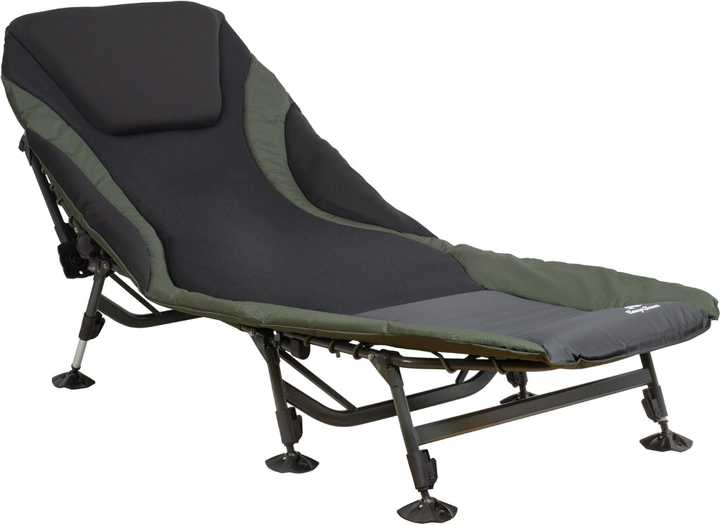 Karpfenliege XXL AL05 207 x 88 cm höhenverstellbares Campingbett mit 8 Beinen Aluminiumrahmen inklusive Transporttasche