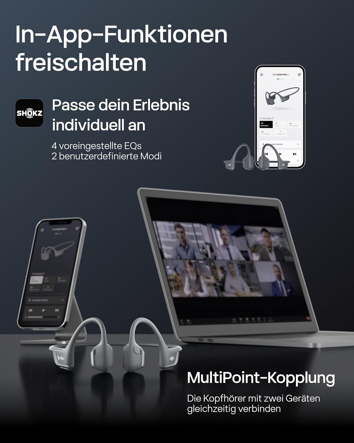 Knochenschall Open-Ear Kopfhörer S820 Bluetooth 5.3 Sport IP55 12 Std Wiedergabe USB-C Schnellladung Mikrofon