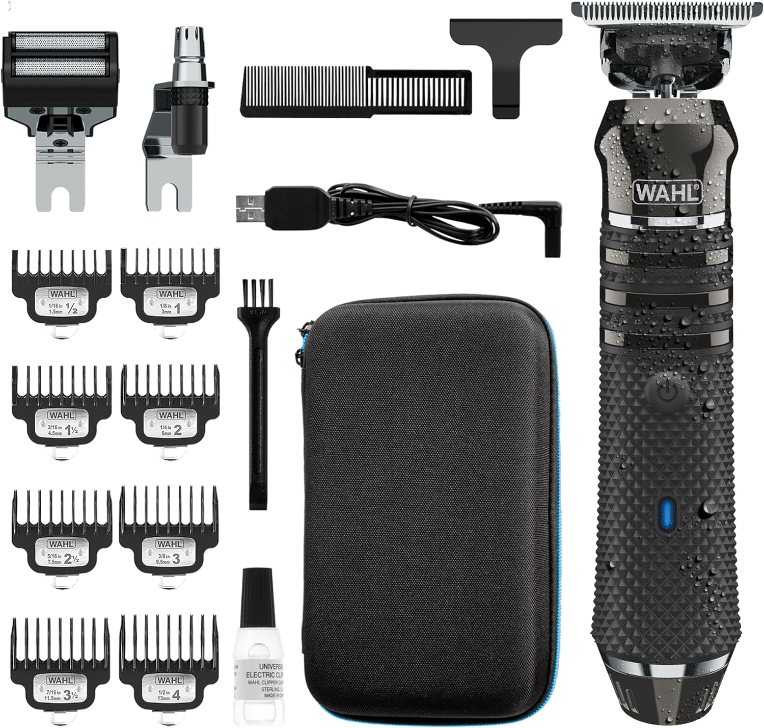Barttrimmer kabellos Lithium-Ion Pro Series austauschbare Köpfe abwaschbar Metall Schneidsatz präzise Haarschneider