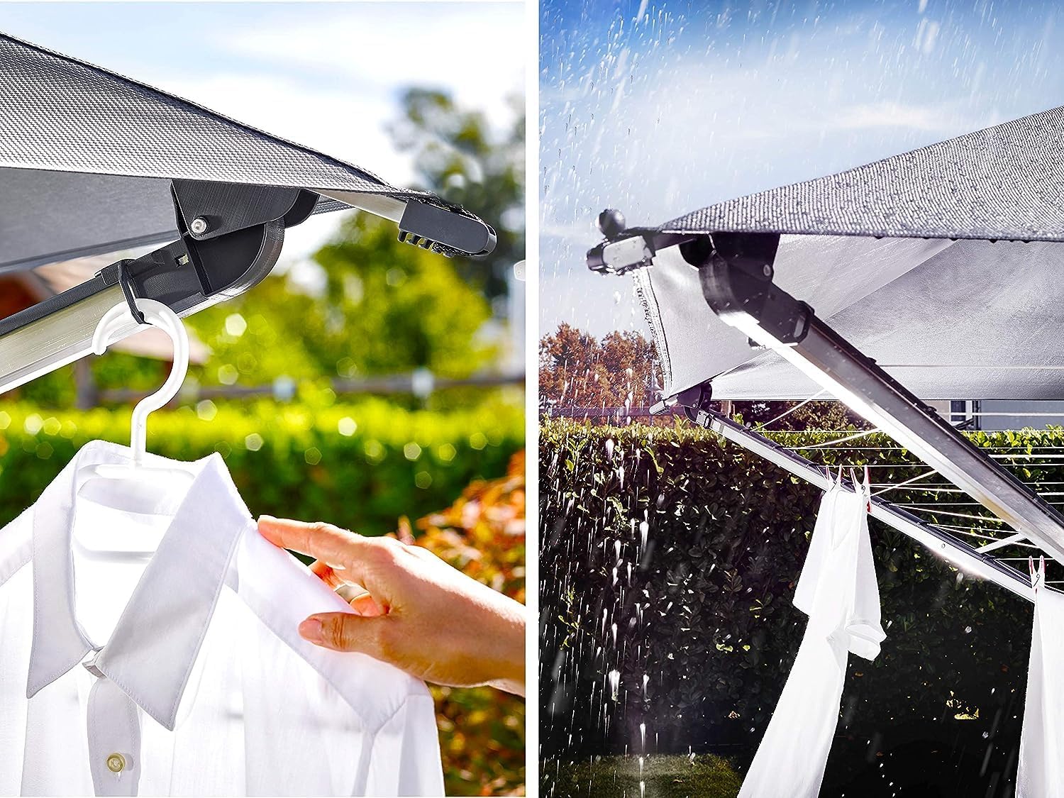 Wäschespinne LinoProtect 400 mit wasserdichtem Dach Aluminium Wäscheständer Outdoor 40m Leine inkl Bodenhülse
