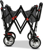 Faltbarer Bollerwagen FX-CT700 klappbarer Handwagen mit Bremsen gepolstertem Sitzbereich höhenverstellbarem Griff und 75 kg Traglast