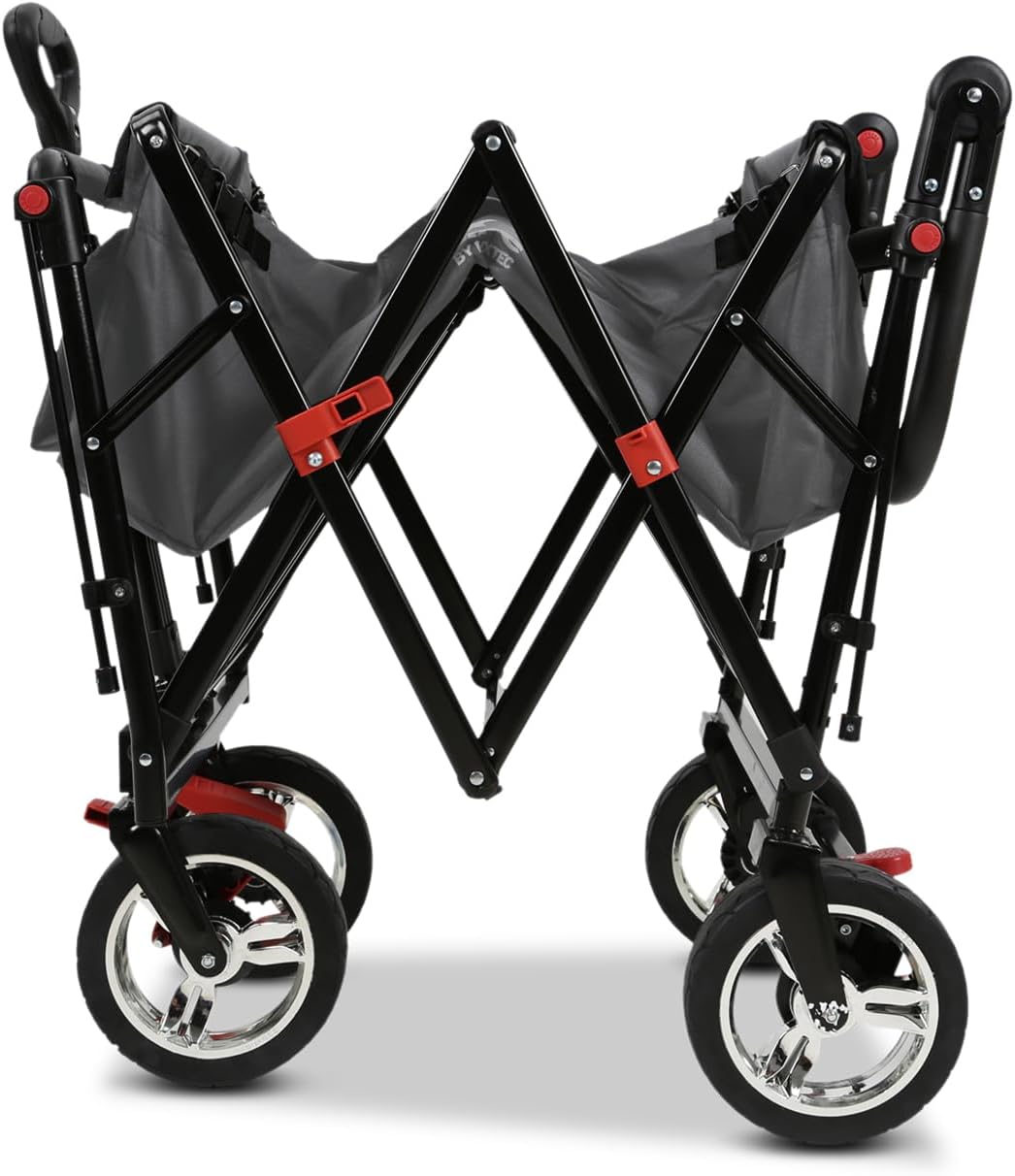 Faltbarer Bollerwagen FX-CT700 klappbarer Handwagen mit Bremsen gepolstertem Sitzbereich höhenverstellbarem Griff und 75 kg Traglast