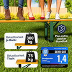 Bierzeltgarnitur klappbar 220 cm Holz Festzeltgarnitur 2 Bänke 1 Tisch Set für bis zu 10 Personen