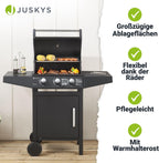 Gasgrill Grillwagen Louisiana 3 Brenner 8,1 kW mit Deckel Thermometer Warmhalterost Grillrost und Abdeckplane