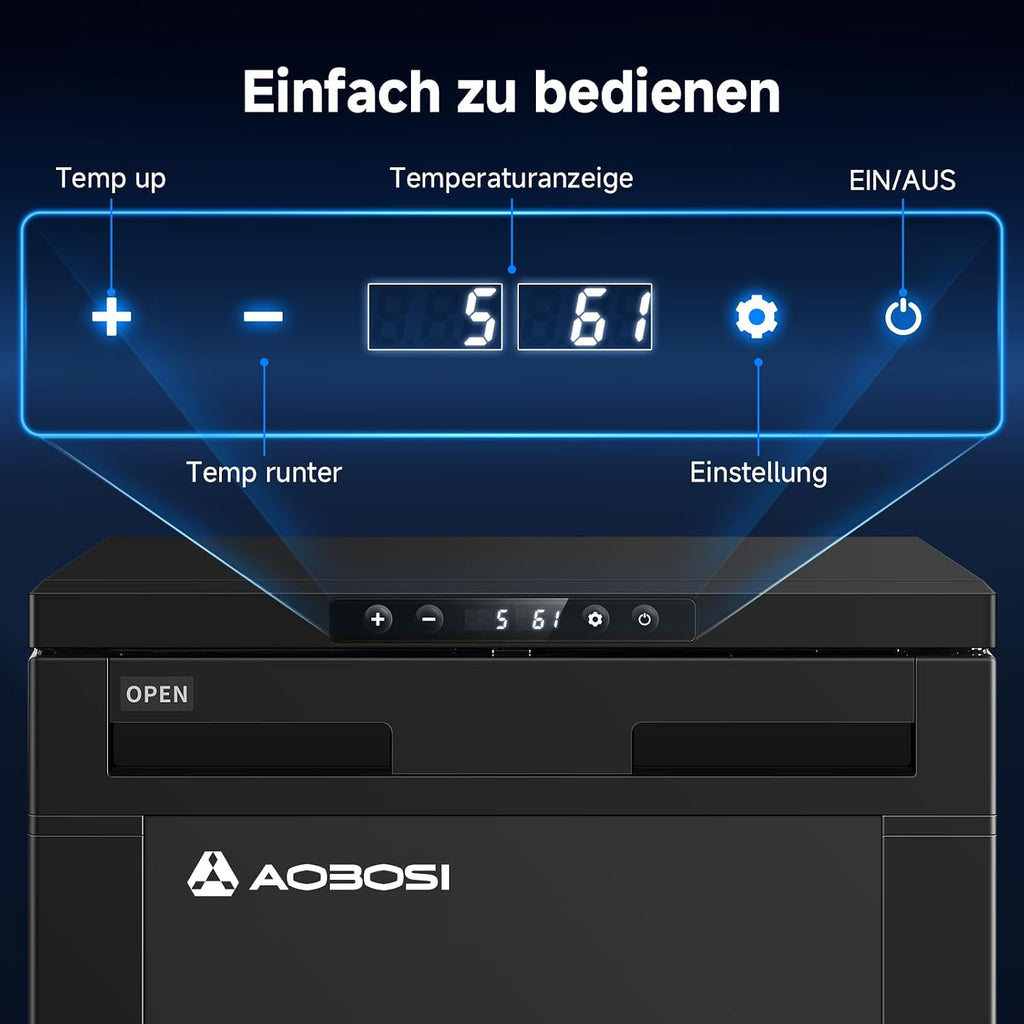 Kompressor Kühlbox 83L AAOBOSI 12V 24V Auto Kühlschrank mit APP Steuerung LED Beleuchtung für Wohnmobil LKW Boot Camping