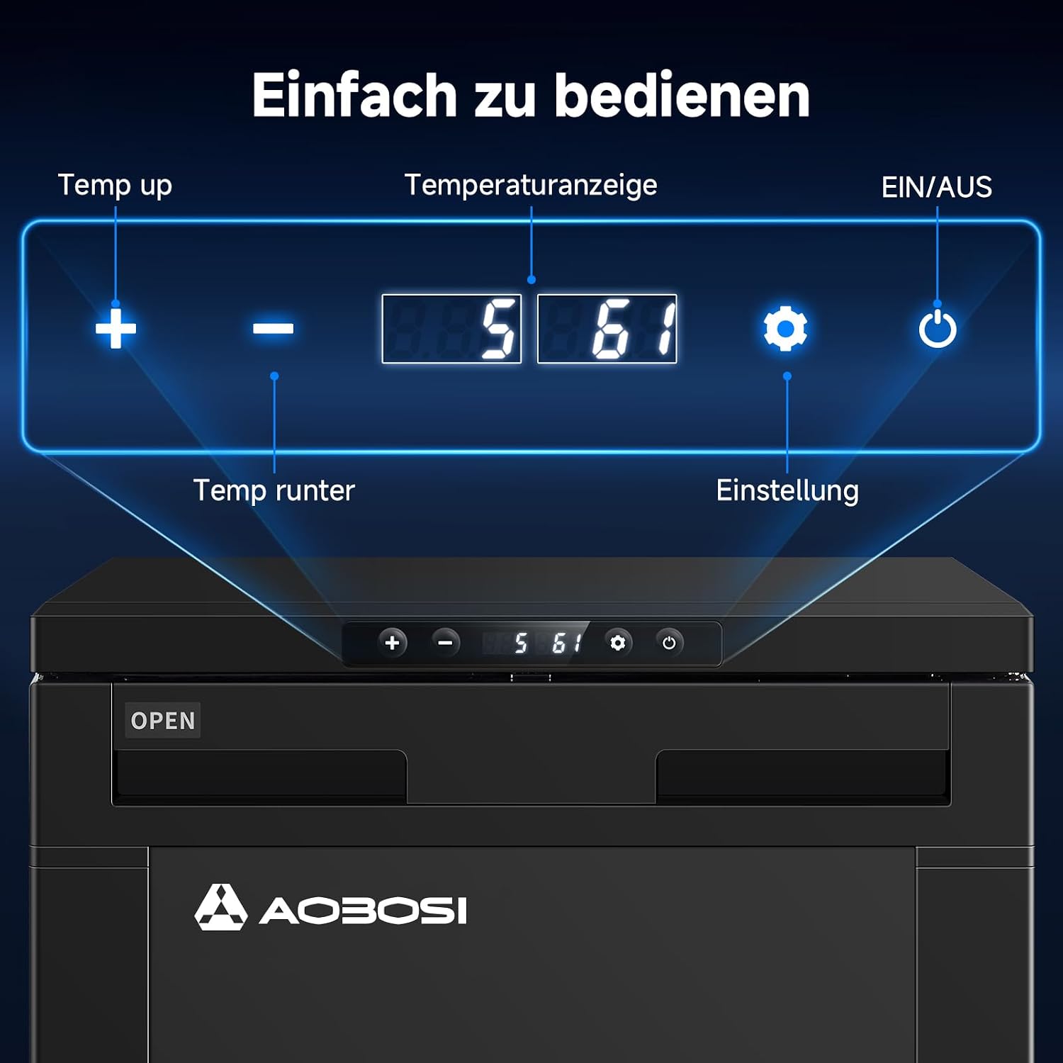 Kompressor Kühlbox 83L AAOBOSI 12V 24V Auto Kühlschrank mit APP Steuerung LED Beleuchtung für Wohnmobil LKW Boot Camping