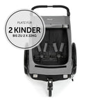 Kinderfahrradanhänger Dryk Duo 2in1 Fahrradanhänger und Buggy für 2 Kinder faltbar mit Deichsel und Sicherheitsfahne