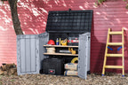 Gartenschuppen Store It Out Nova 132 x 71,5 x 113,5 cm Kunststoff Außenaufbewahrung wetterfest abschließbar hellgrau dunkelgrauer Deckel