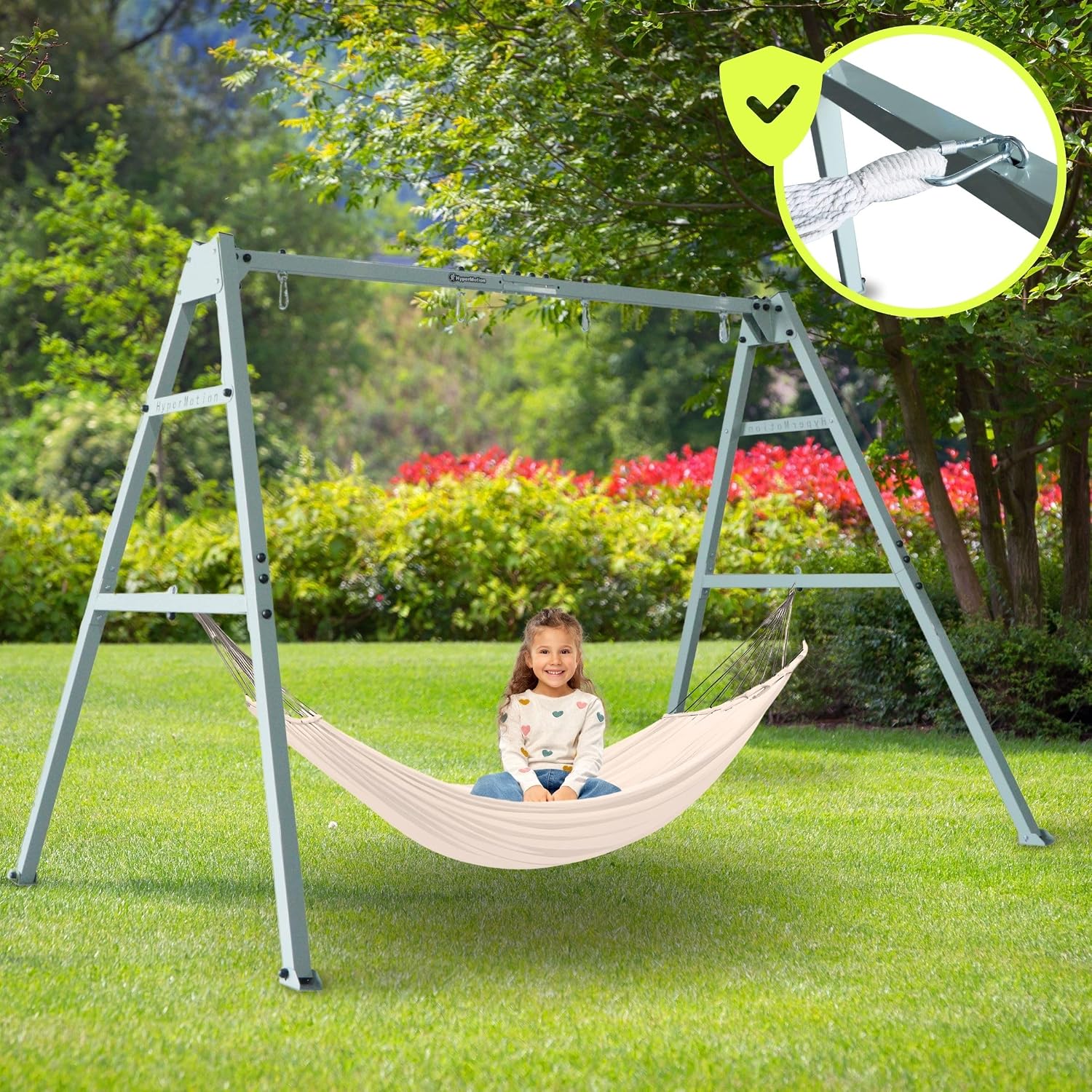Doppelschaukel mit Stahlgestell ZEST SWING HYP2014 180 kg Belastbarkeit mit Nestschaukel und Hängematte für Garten