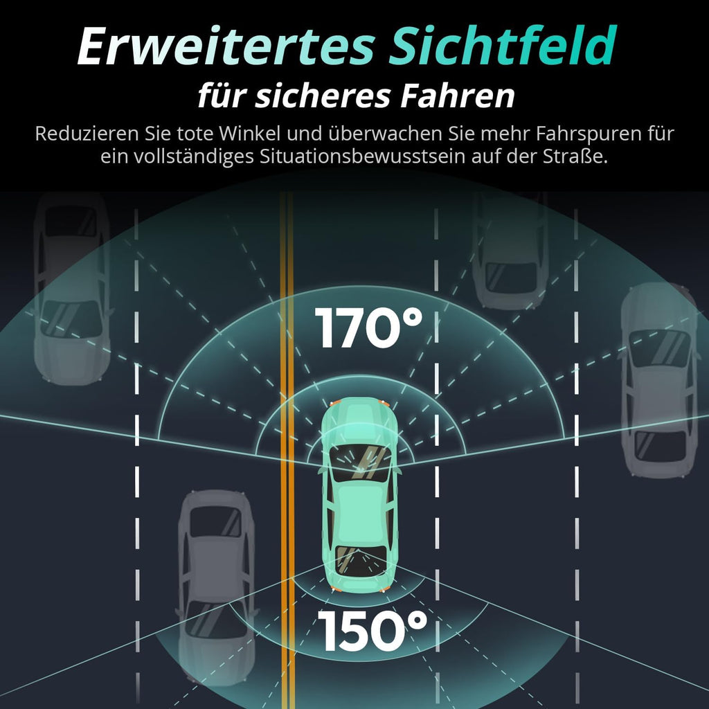 4K Dashcam Auto Vorne Hinten Dual Kamera mit STARVIS 2 Sensor WDR GPS WLAN Sprachsteuerung 64GB SD-Karte