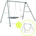 Doppelschaukel mit Stahlgestell ZEST SWING HYP2014 180 kg Belastbarkeit mit Nestschaukel und Hängematte für Garten