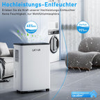 Elektrischer Luftentfeuchter 12L PD12R-03DE mit Digitalanzeige 2,5L Wassertank Timer und automatischer Abschaltung