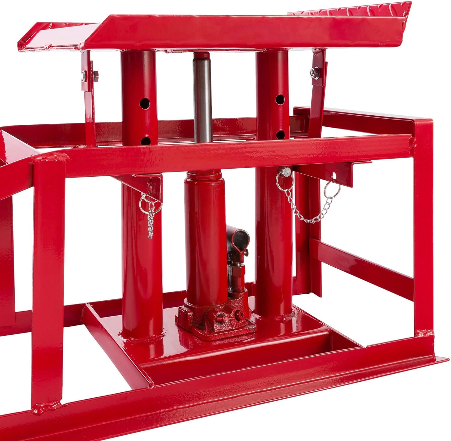 Auffahrrampe mit hydraulischem Wagenheber 4260199757468 höhenverstellbar 2 t Tragkraft 257 mm Reifenbreite Sicherheitsventil
