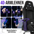 Ergonomischer Gaming Stuhl mit Fußstütze 4D Armlehnen Memory Foam Stoffbezug 150 kg Belastbarkeit