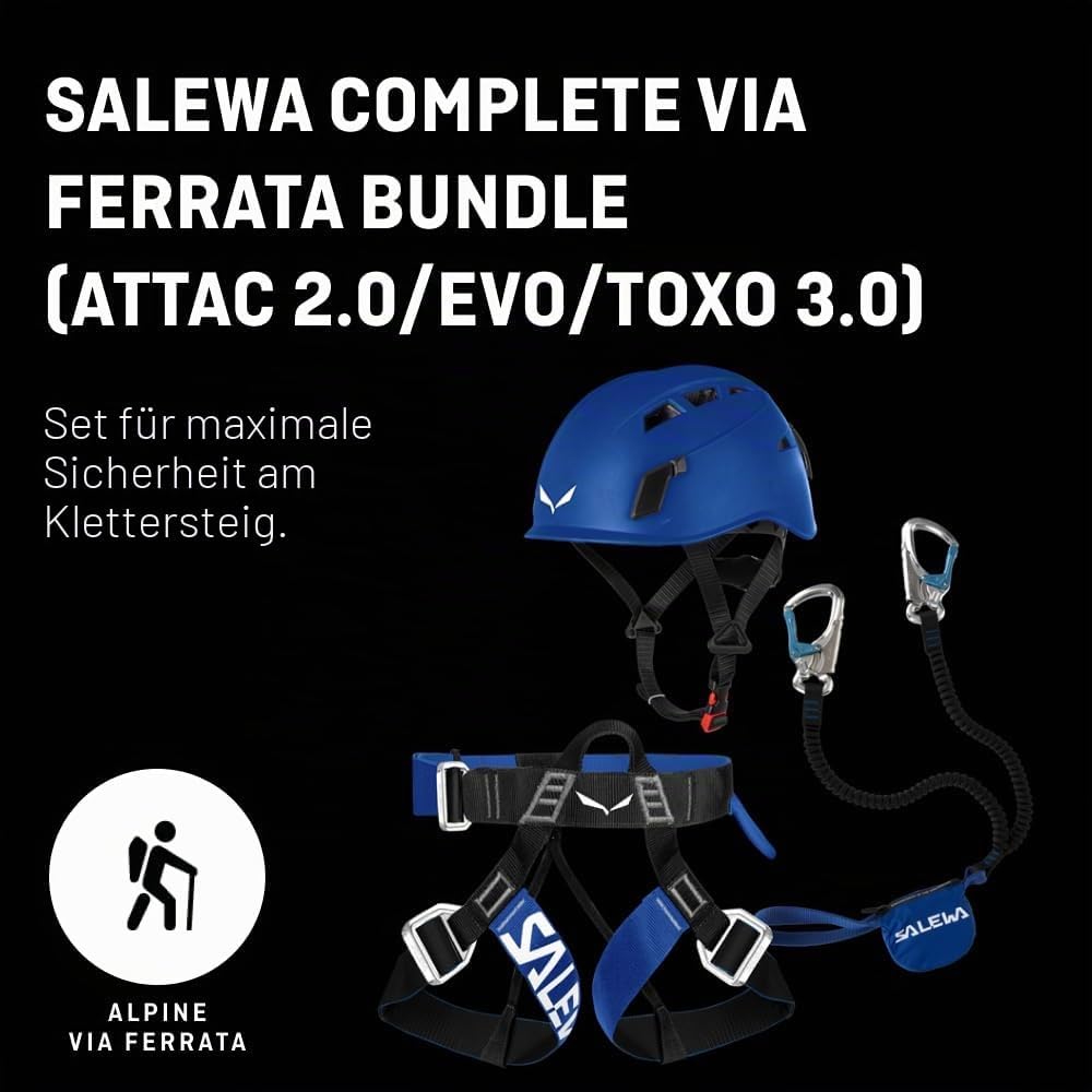 Klettersteig Set Attac Evo Toxo 3.0 Komplettset mit Helm Karabinern und Falldämpfer Einheitsgröße für Klettern