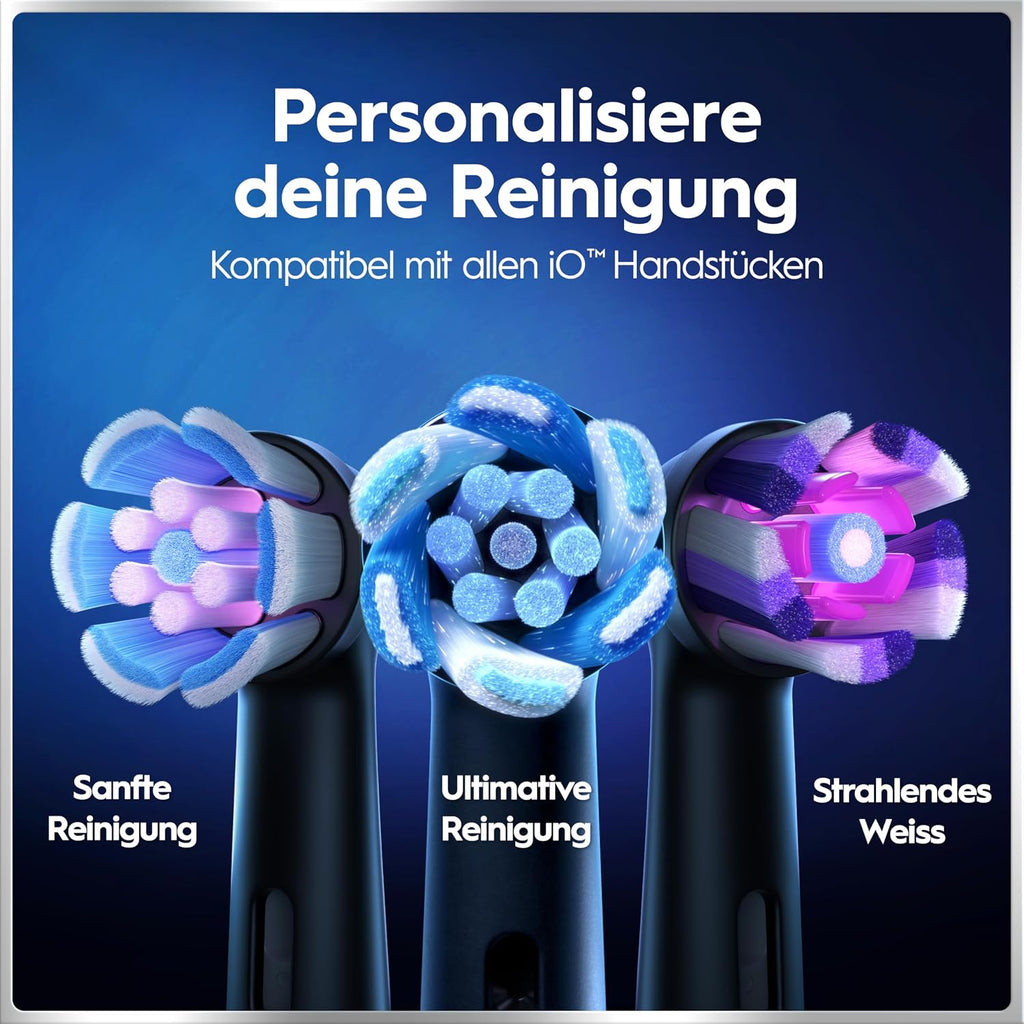 Elektrische Zahnbürste iO Series 6 Plus Edition mit 3 Aufsteckbürsten 5 Putzmodi Reiseetui wiederaufladbar Schwarz