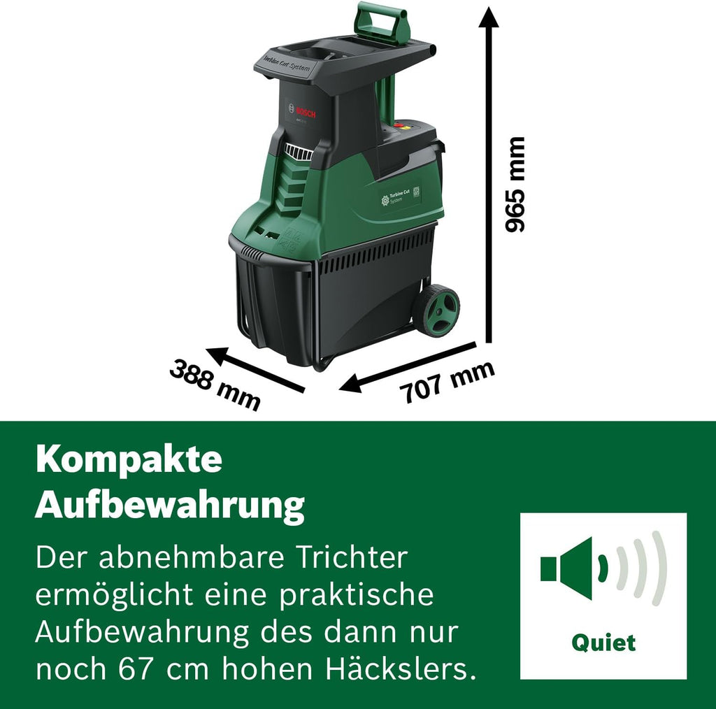 Turbinenhäcksler AXT 25 TC 2500W Gartenhäcksler Holz und Gartenabfälle 53L Fangbox 45mm Aststärke