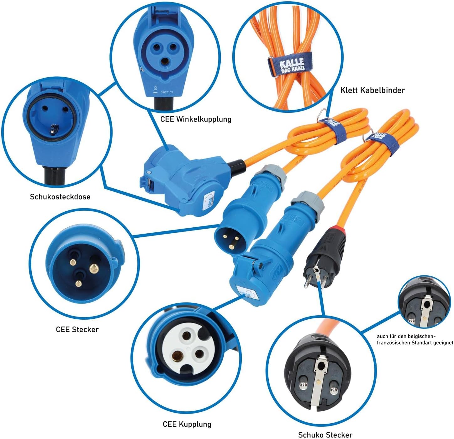 CEE Campingkabeltrommel EXTREME SIGNAL H07BQ-F 3G 2,5mm² 25 m mit Winkelkupplung 1,5 m Adapterleitung für Wohnmobil
