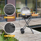 Elektrogrill 2 in 1 Tischgrill und Standgrill 2400W mit Deckel Thermometer Tropfschale und Rollwagen