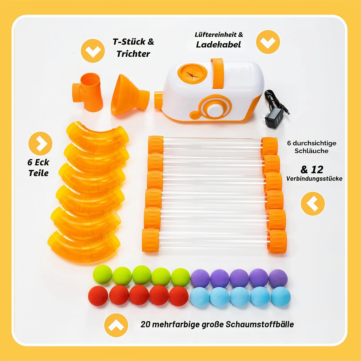 STEM Luftspielzeug Air Toobz FA454-1 Luftstrom Experiment mit Röhrensystem und Schaumstoffbällen ab 3 Jahren