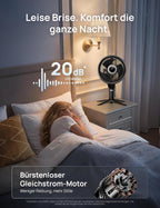 Standventilator 3D Oszillation 12 Stufen 6 Modi leiser DC Motor mit Fernbedienung Timer 20 dB Modell DR-HPF015S
