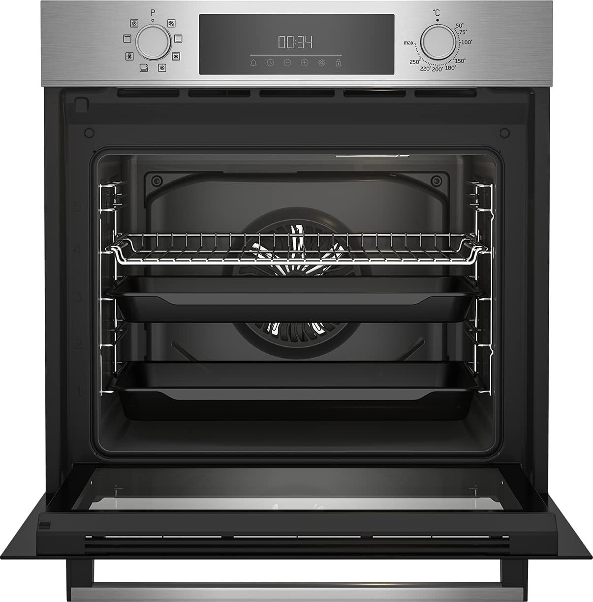 Einbau-Backofen BBIM12300X 60 cm mit 72 Liter Volumen Dampfreinigung 8 Heizarten Edelstahl Multifunktionsofen