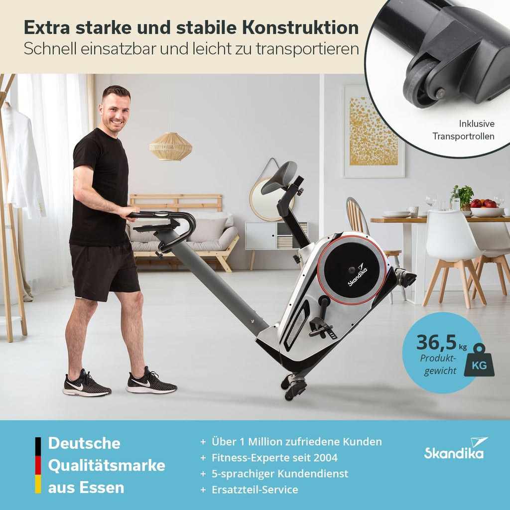 Heimtrainer Ergometer Morpheus Magnetbremssystem 12 kg Schwungmasse 32 Stufen 24 Programme Kinomap App kompatibel 150 kg 144x56x103 cm