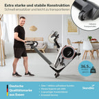 Heimtrainer Ergometer Morpheus Magnetbremssystem 12 kg Schwungmasse 32 Stufen 24 Programme Kinomap App kompatibel 150 kg 144x56x103 cm