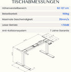 Höhenverstellbares Schreibtischgestell EC5 PRO elektrisch Dual Motor 160 kg Tragkraft 3-fach Teleskop Memory Steuerung LED Anzeige
