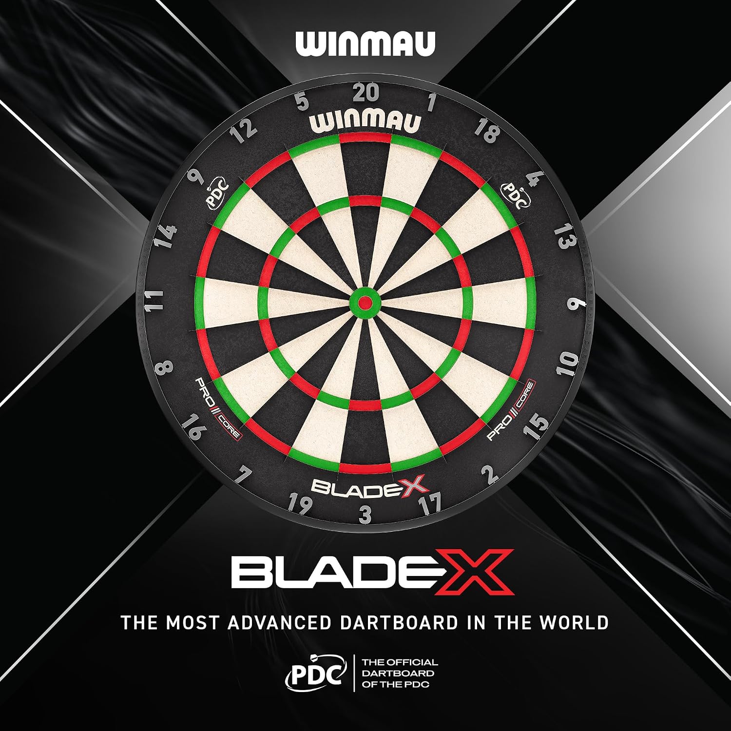 Steeldart Dartscheibe Blade X 3061 Sisal Board mit Dual Core Technologie ultradünnem Drahtsystem und Dart Zubehör
