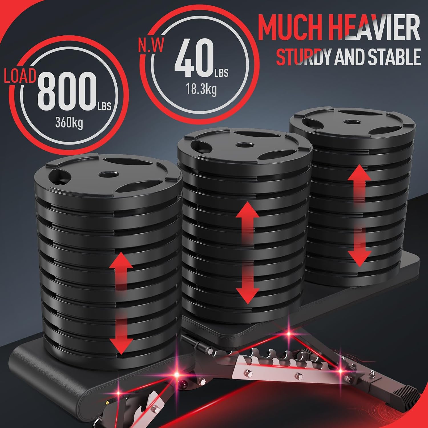 Verstellbare Hantelbank MD60 klappbare Trainingsbank Schrägbank Flachbank mit Stahlrahmen 360 kg Belastbarkeit