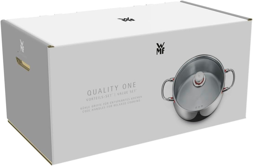 Topfset Induktion 5-teilig Quality One mit Glasdeckeln Edelstahl unbeschichtet für alle Herdarten Modell 774056380