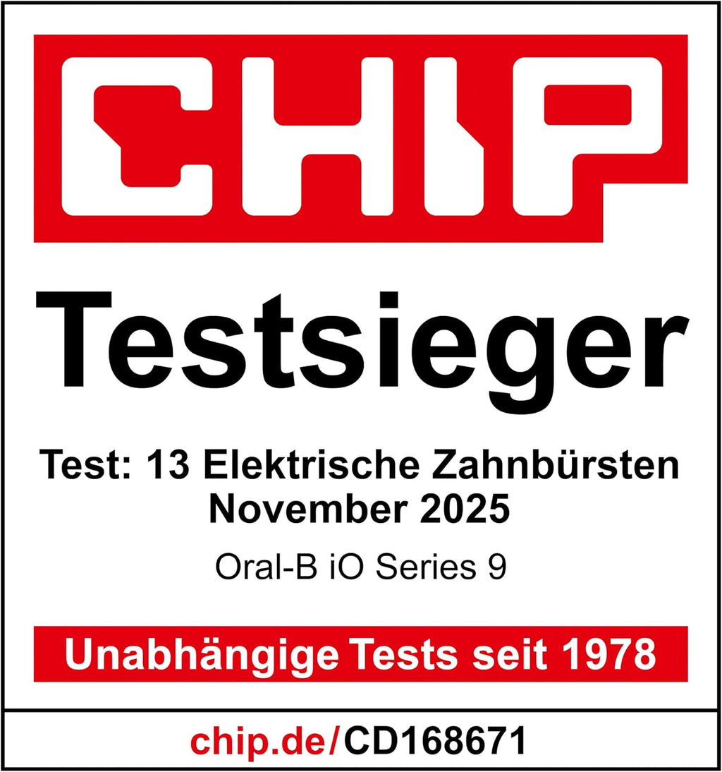 Elektrische Zahnbürste mit Aufsteckbürsten iO Series 9 wiederaufladbar 7 Reinigungsmodi Smart Druckkontrolle Rundbürstenkopf Schwarz