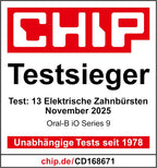Elektrische Zahnbürste mit Aufsteckbürsten iO Series 9 wiederaufladbar 7 Reinigungsmodi Smart Druckkontrolle Rundbürstenkopf Schwarz