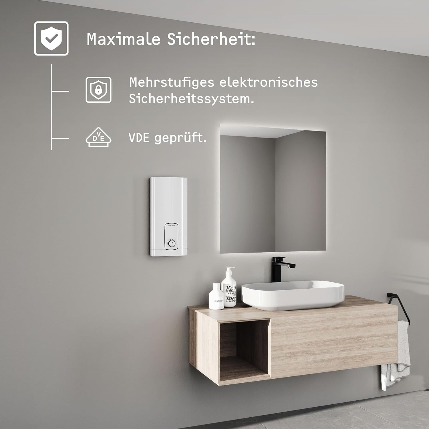 Elektronischer Durchlauferhitzer DHB 18/21/24 kW ST Trend 3i Technologie gradgenaue Temperaturwahl 400V Starkstrom 24 kW 10,7 l/min