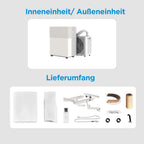 Mobile Split Klimaanlage PortaSplit-E 12000 BTU 3,5 kW Kühlen Heizen A++ für Räume bis 42 m² App Steuerung