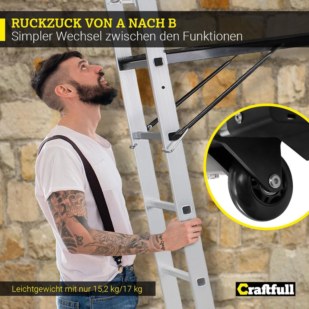 Alu Rollgerüst CF-103A 7 Sprossen 150 kg Tragfähigkeit Multifunktionsleiter mit Rollen