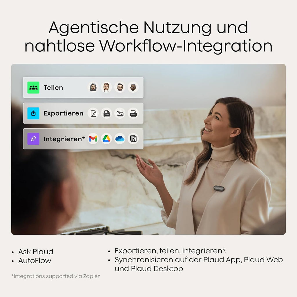 KI Diktiergerät NotePin S Sprachrekorder mit Transkription Zusammenfassung 64GB Speicher Aufnahmegerät mit 4 Zubehörteilen