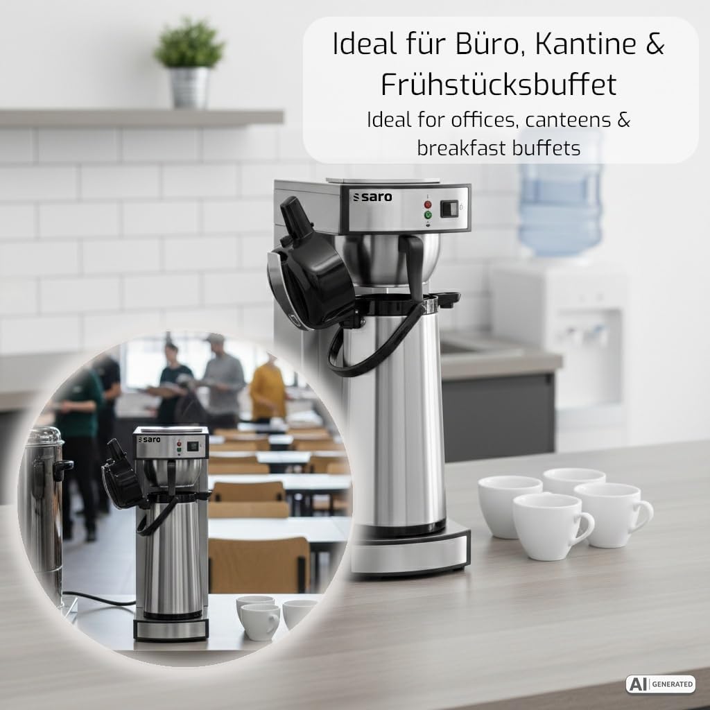 Kaffeemaschine SAROMICA THERMO 24 2.2L Edelstahl Isolierpumpkanne 5-6 Min Brühzeit 317-2085 2,069 kW