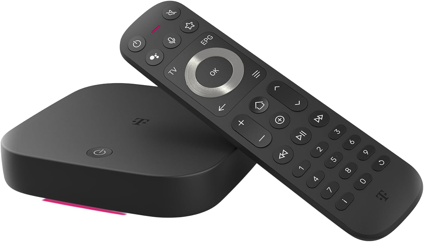 TV-Box MagentaTV One 2. Gen Android TV 4K UHD HDR WLAN LAN HDMI Streaming Box mit Fernbedienung und Netzteil