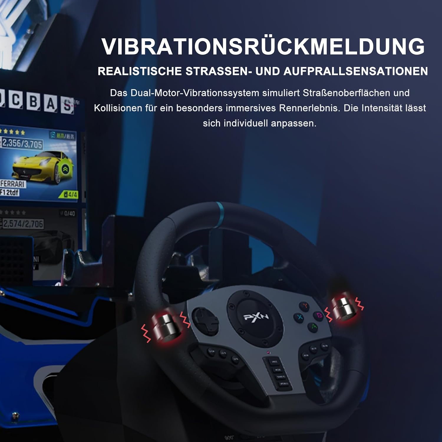 Gaming Lenkrad mit Pedalen und Schalthebel V9 270/900° PC Xbox PS4 PS3 Kompatibel mit Vibrationsrückmeldung
