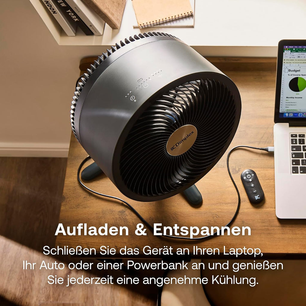 DUOCOOL Smart Akkuventilator 2-in-1 Stand und Tischventilator kabellos 45 Stunden Laufzeit 5 Stufen Turbo App Steuerung Alexa kompatibel