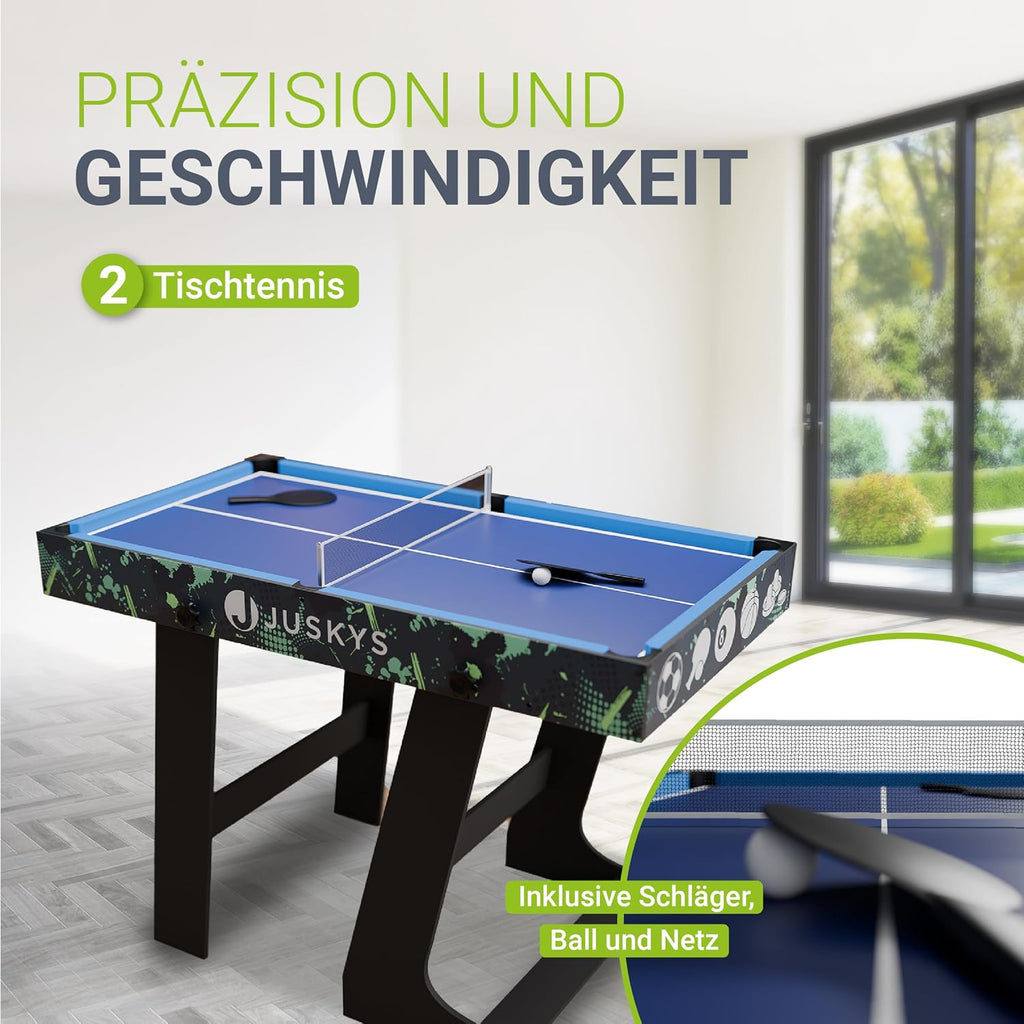 Multifunktionaler Spieltisch 5-in-1 klappbar mit Tischtennisplatte Tischkicker Billardtisch Hockey Basketball Modell 24875