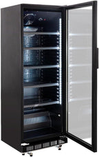 Getränkekühlschrank GK-360BB 360 L mit Glastür LED Beleuchtung abschließbar Umluftkühlung für Gastronomie