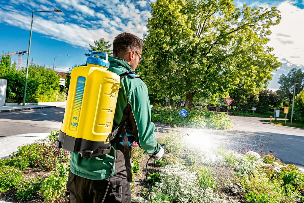 Akku Rückensprüher Pro 1200 Li-Ion 12 l Drucksprüher mit 6 m Schlauch für Pflanzenschutz und Unkrautpflege
