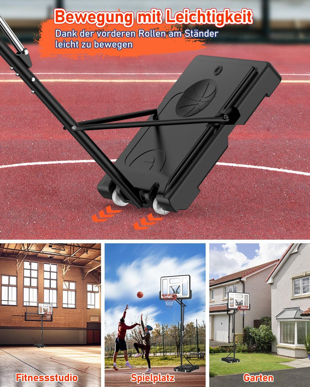 Basketballkorb Outdoor höhenverstellbar 145-305 cm Rückwand 110x75 cm mit Gewichtssack Ständer LM052