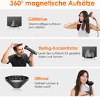 Haartrockner 110000 RPM bürstenloser Motor 200 Millionen Ionen LED Anzeige 3 Magnetdüsen 1700W schnelles Trocknen leicht leise