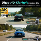 4K Dashcam Auto Vorne Hinten Dual Kamera mit STARVIS 2 Sensor WDR GPS WLAN Sprachsteuerung 64GB SD-Karte