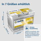 Autobatterie AGM A7 12V 70Ah 760A Start-Stopp Batterie für PKW Bleisäurebatterie Modell 570 901 076